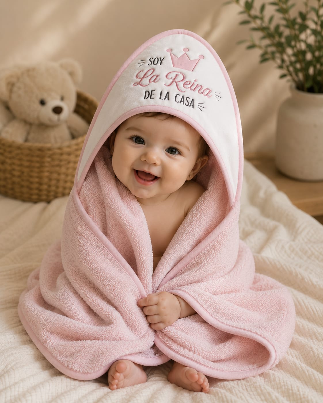 Pack Confort Bebé | Capa de Baño + 6 Toallas Premium | 100% Algodón Portugués