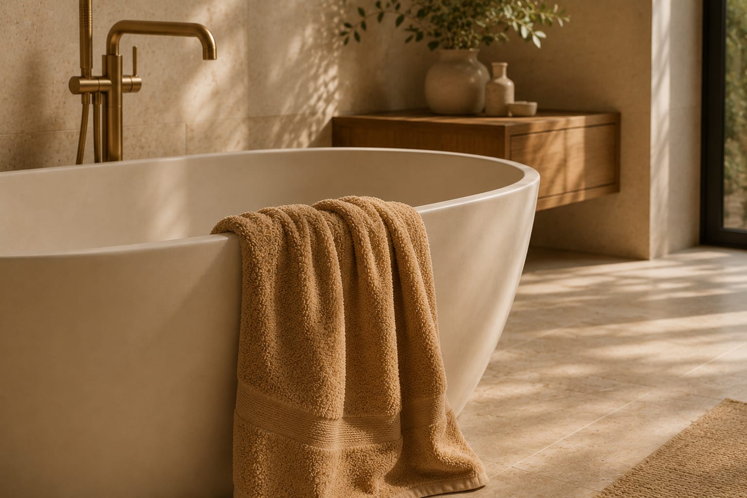 Toalla de Lavabo Marrón Camel  50×100 cm | 500 g/m²