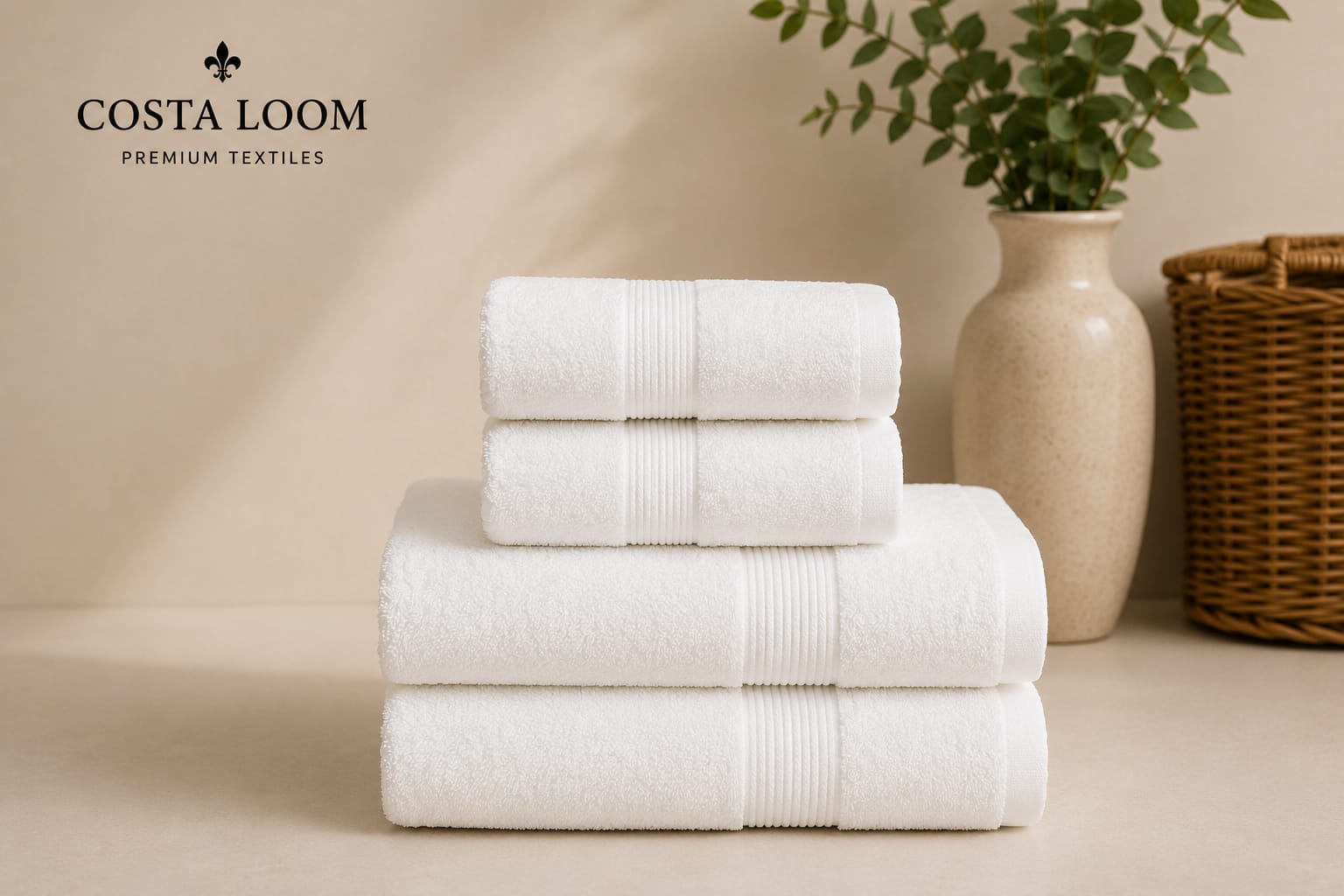 Pack Baño Básico | 2 Toallas de Baño + 2 Toallas de Lavabo | 100% Algodón Portugués 500 GSM