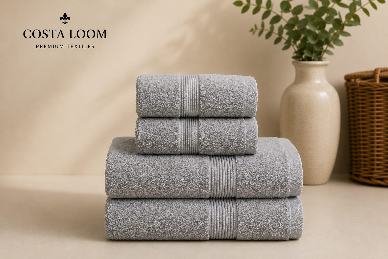 Pack Baño Básico | 2 Toallas de Baño + 2 Toallas de Lavabo | 100% Algodón Portugués 500 GSM