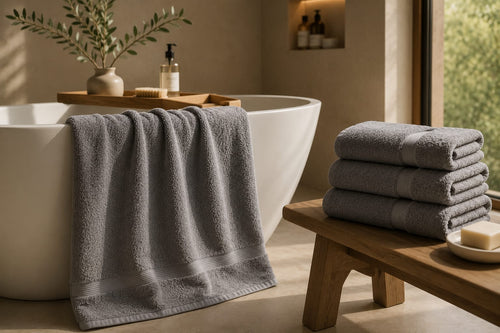 Toalla de Baño Gris Perla 100×150 cm | 500 g/m²