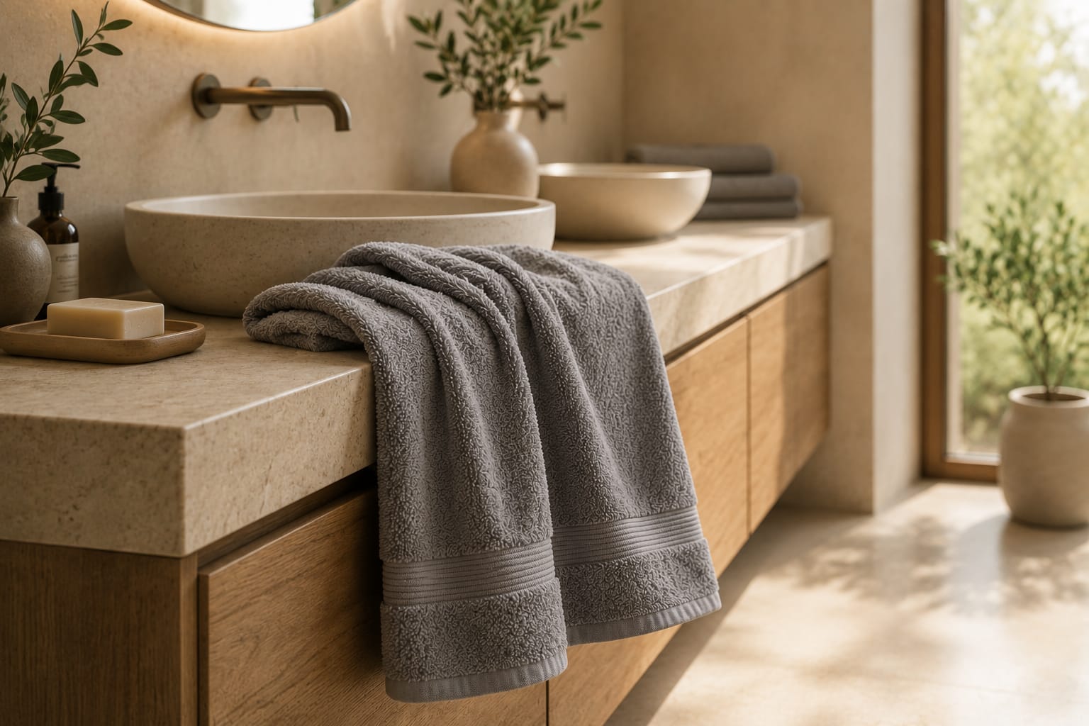 Toalla Tocador Gris Perla  | 30 × 50 cm | 100% Algodón Premium